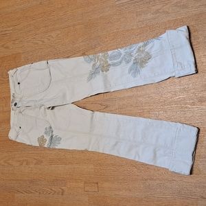 MUR MUR FLORAL EMBROIDERY CREAM PANTS